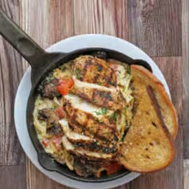 Blackened Chicken Alfredo Pasta.